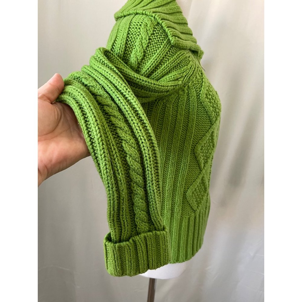 St. John's Bay Green Long Sleeve Ribbed Cable Knit Zip Front Cardigan Sweater - Picture 6 of 13